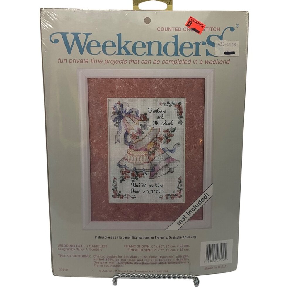VTG 90's Weekenders Wedding Bells Sampler Cross-Stitch Kit w/Mat Cottage